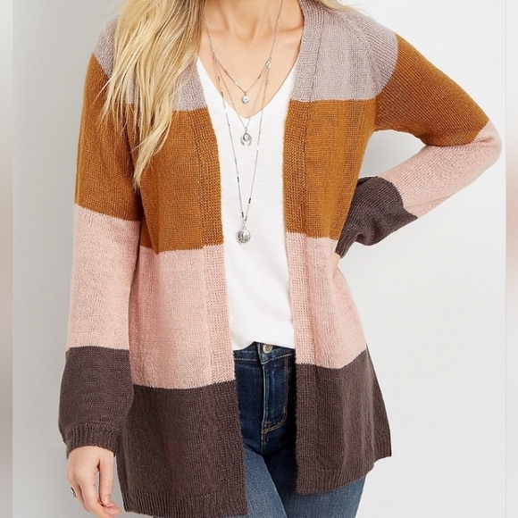 Maurices Sweaters - Colorblock Open Front Cardigan